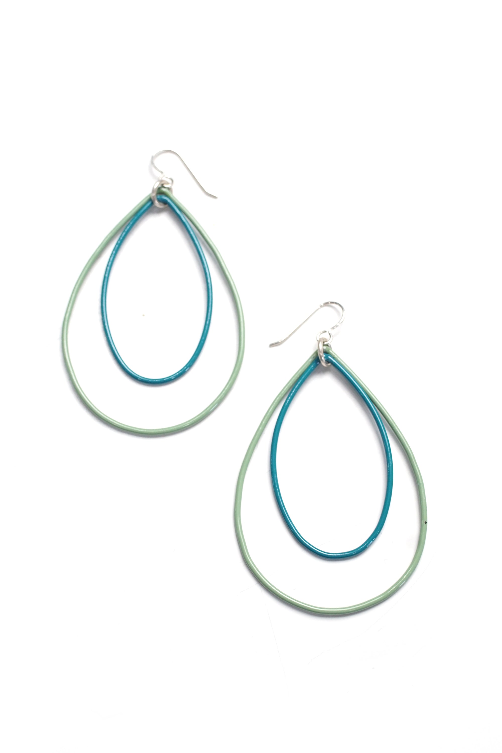 Large Eva earrings in Pale Green and Bold Teal - sample sale
