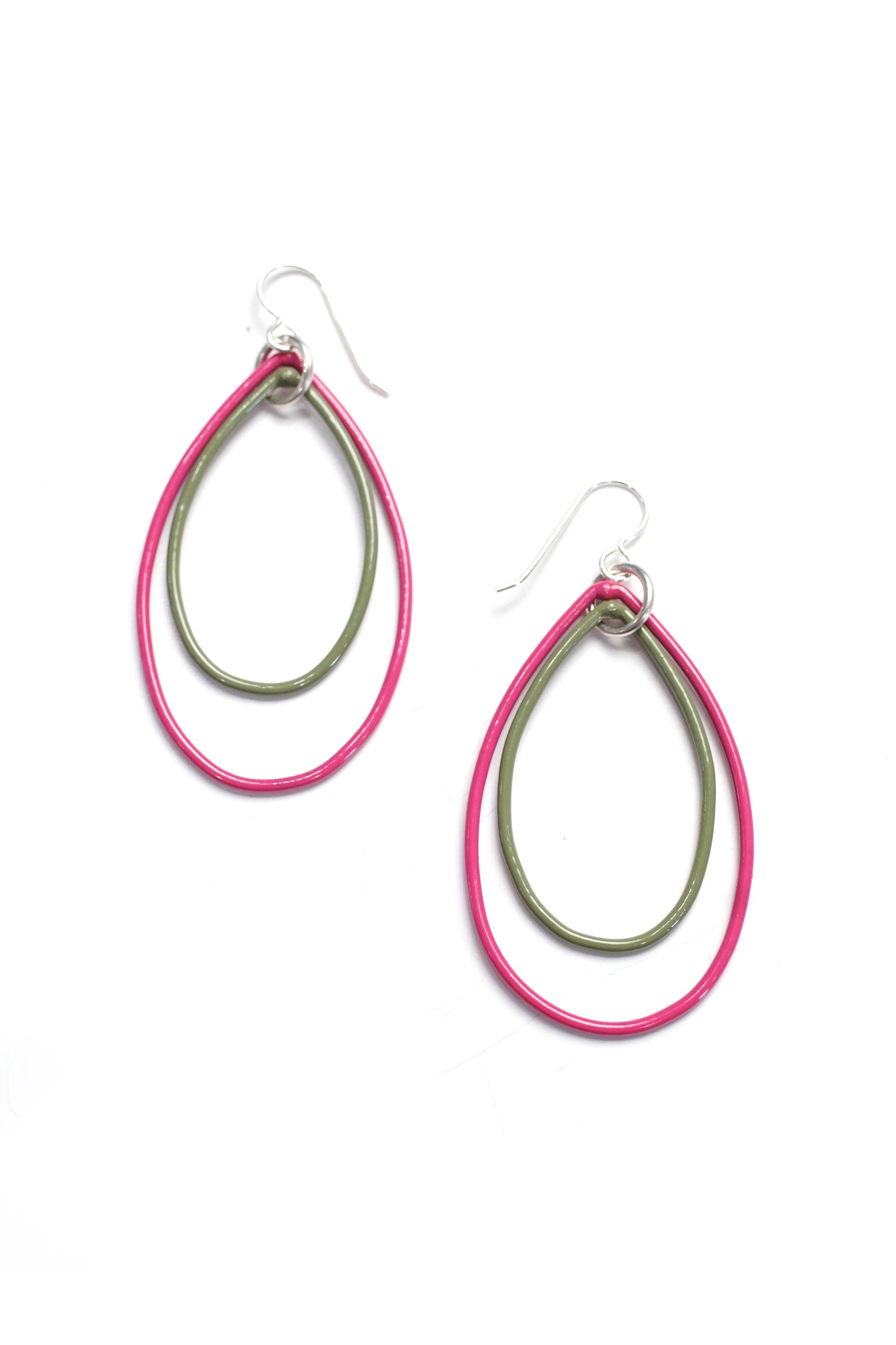 Eva earrings in Magenta and Olive Green  - sample sale