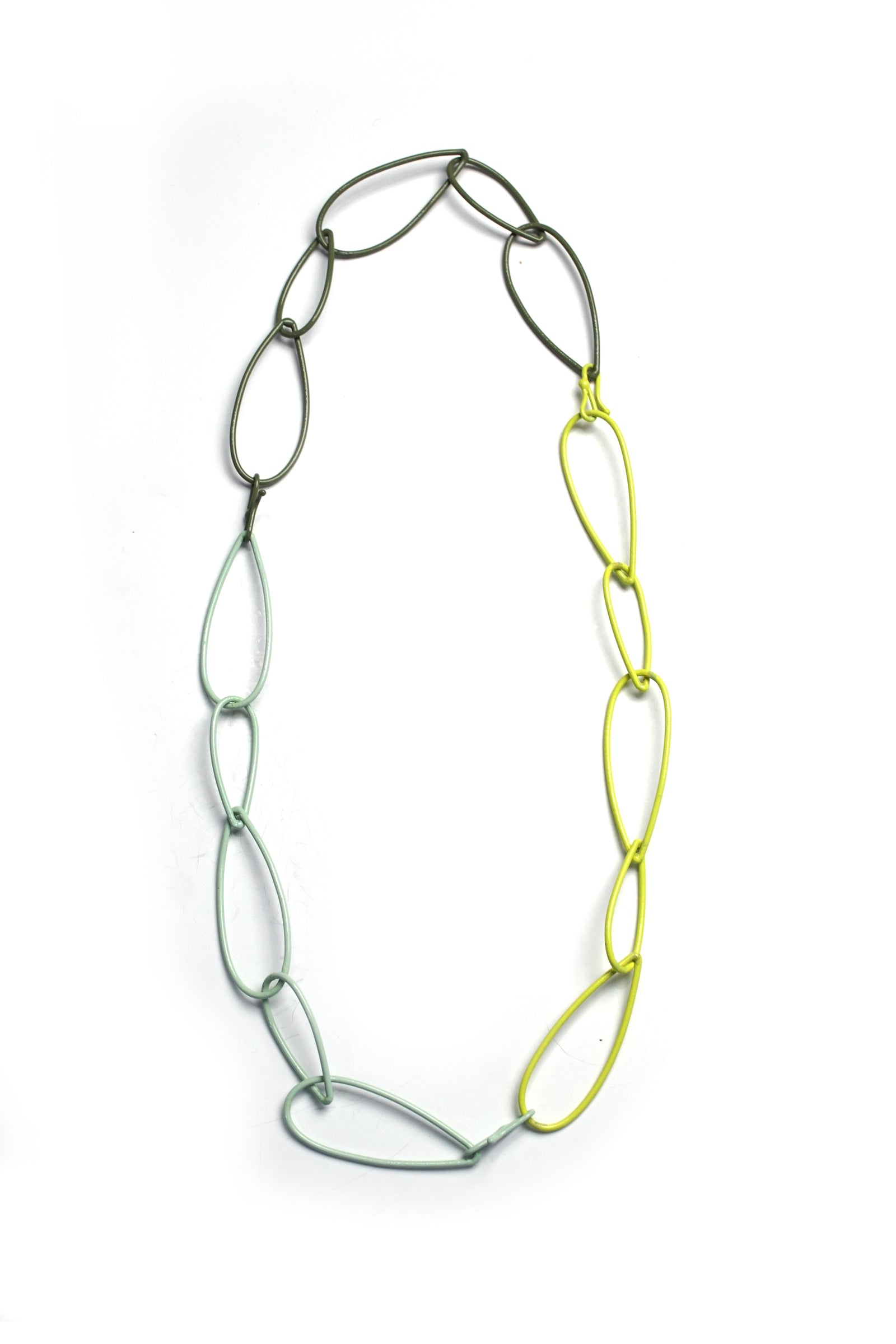 long Modular Necklace in neon and green