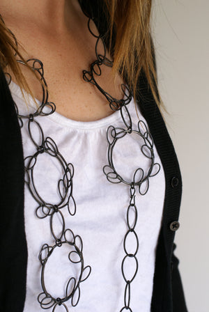 Circle leaf long necklace - sample sale