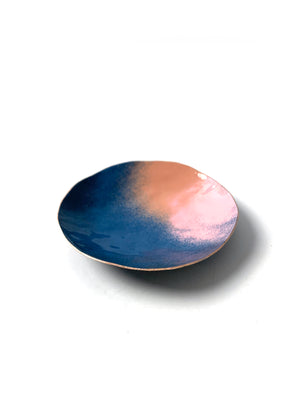 Little Copper Dish in Azure Blue and Dusty Rose