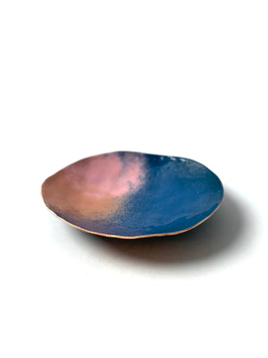 Little Copper Dish in Azure Blue and Dusty Rose