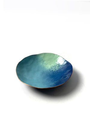 Little Copper Dish in Faded Teal and Azure Blue