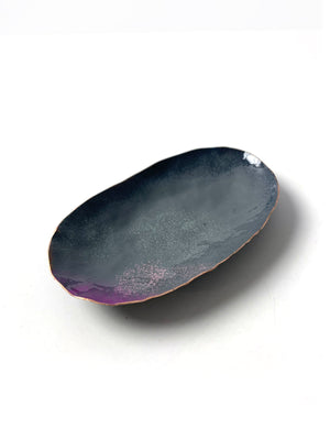 Oval Copper Dish in Storm Grey and Radiant Orchid