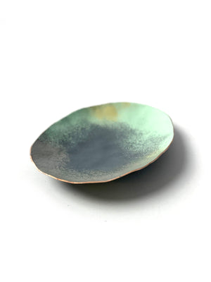 Oval Copper Dish in Grey and Soft Mint