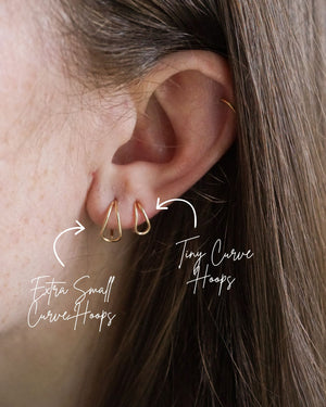 Extra Small Curve Threader Earrings in silver or gold-filled