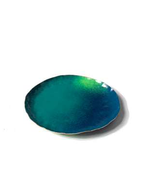 Chroma Colorful Little Round Metal Tray in Emerald Green, Fresh Green, and Deep Ocean