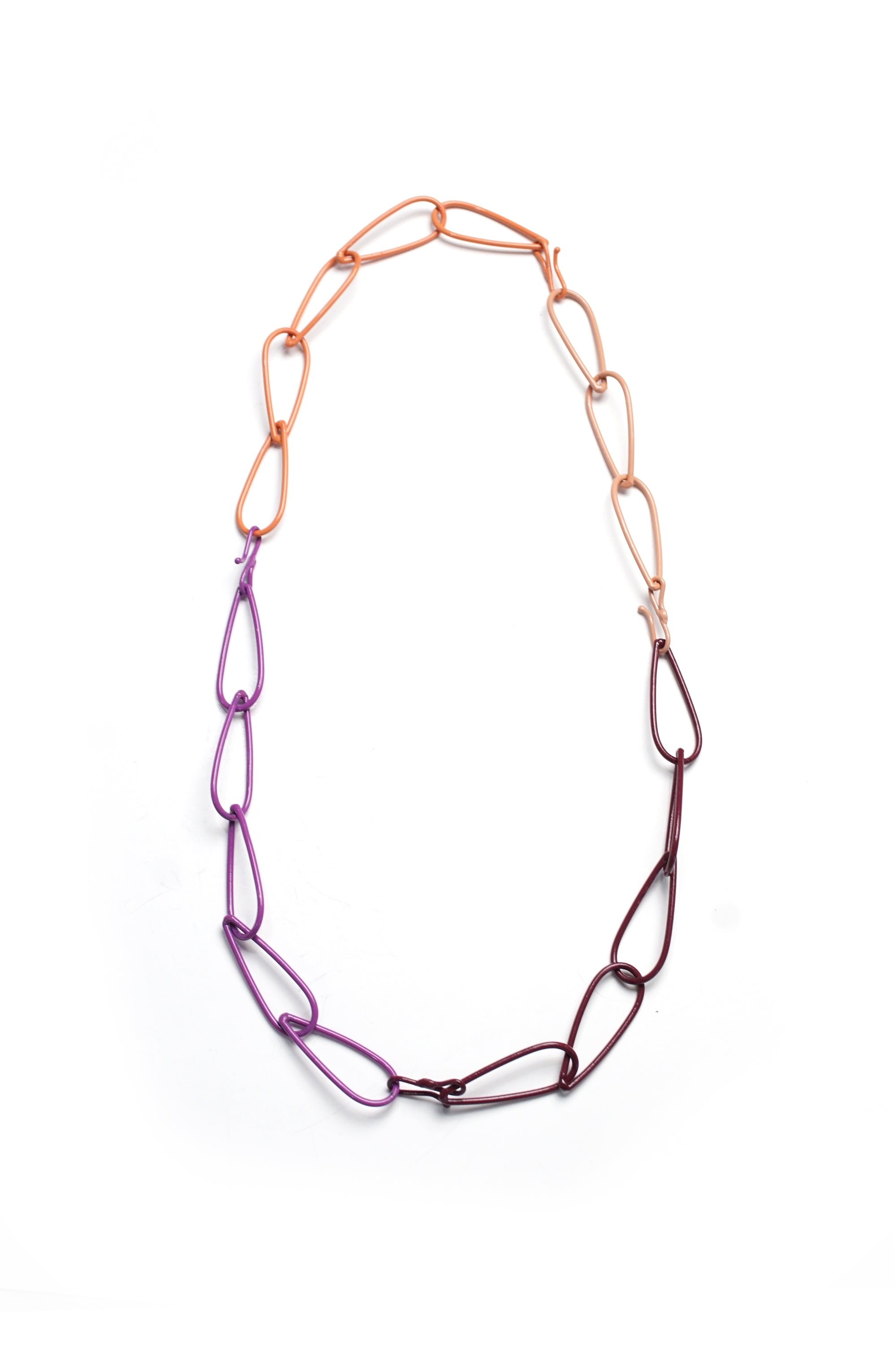 long Modular Necklace in pink, purple, and burgundy - sample sale