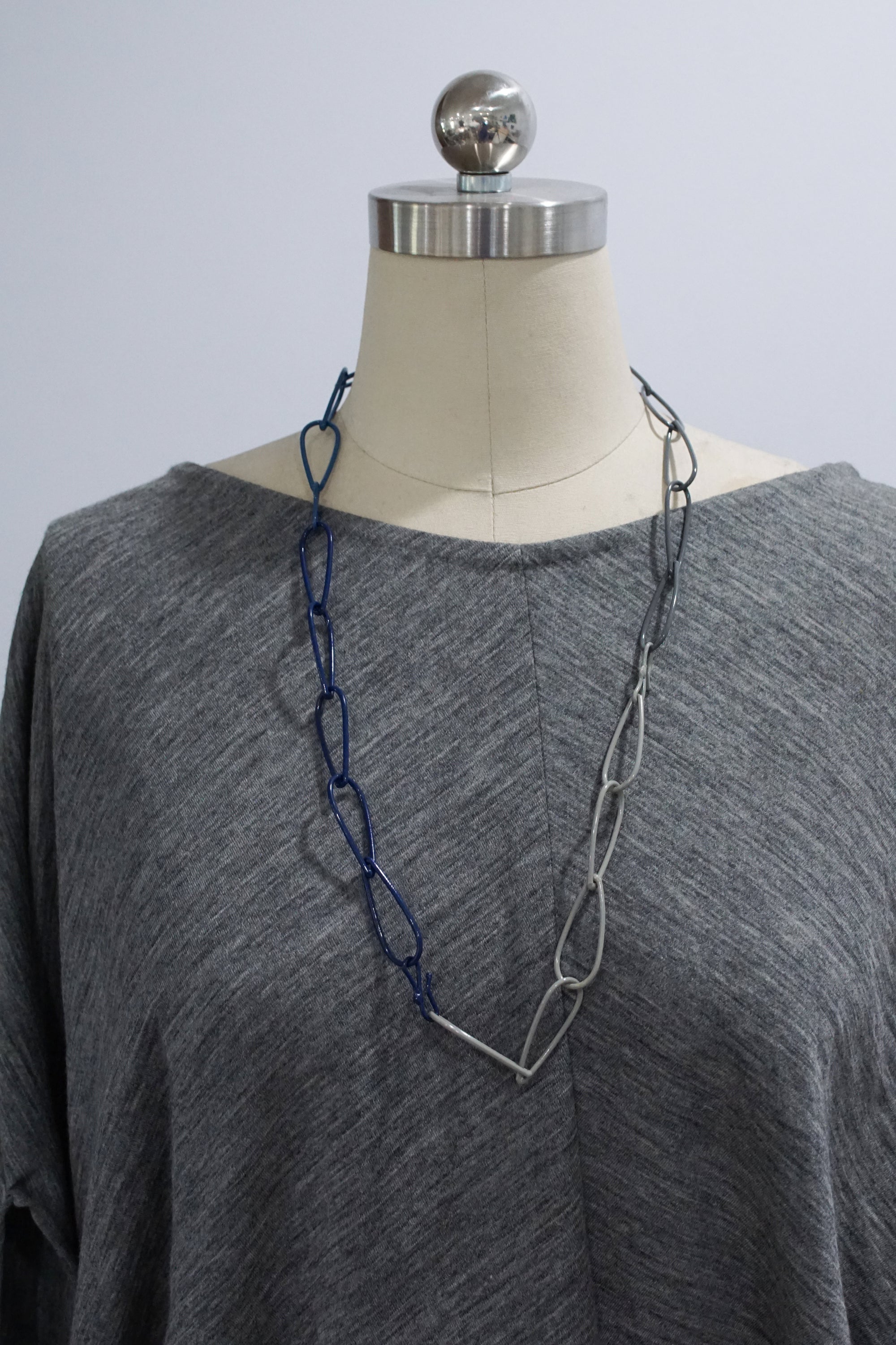 long Modular Necklace in blue and grey - sample sale