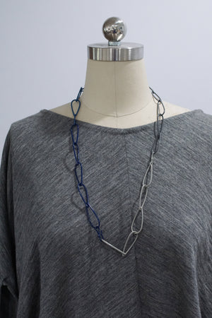 long Modular Necklace in blue and grey - sample sale