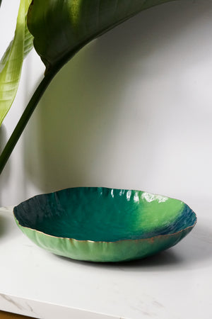 Colorful Copper Bowl in Emerald Green, Deep Ocean, and Fresh Green