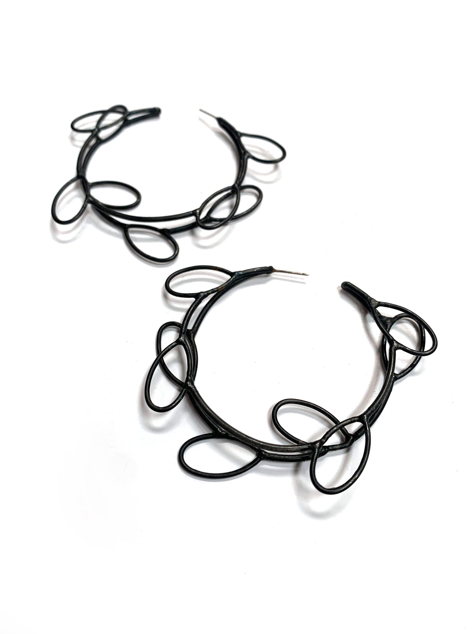 Large circle leaf hoop earrings - sample sale