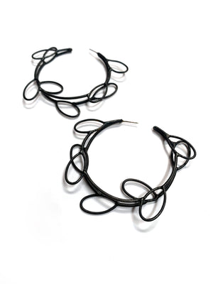 Large circle leaf hoop earrings - sample sale