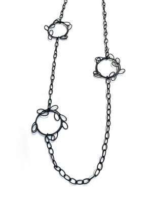 Circle leaf long necklace - sample sale