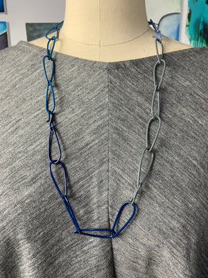 long Modular Necklace in blue and grey - sample sale