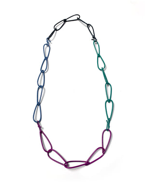 long Modular Necklace in teal, purple, blue, and grey - sample sale