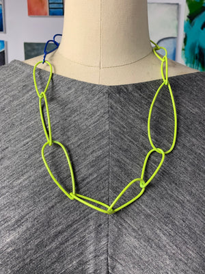 Modular Necklace in Neon Chartreuse and Electric Blue - sample sale