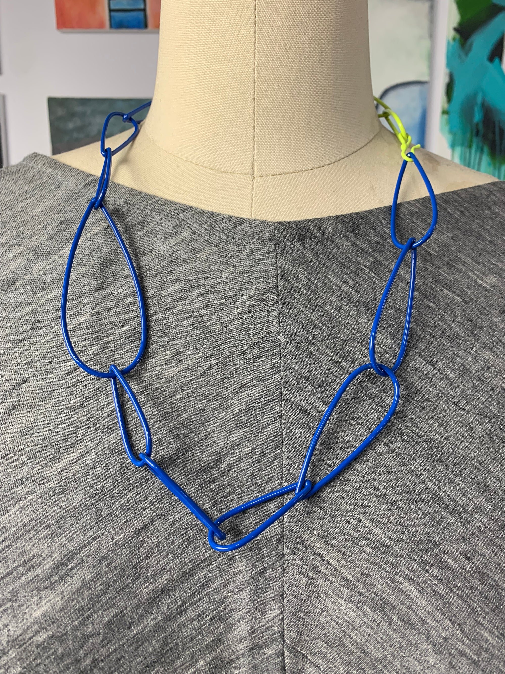 Modular Necklace in Electric Blue and Neon Chartreuse - sample sale