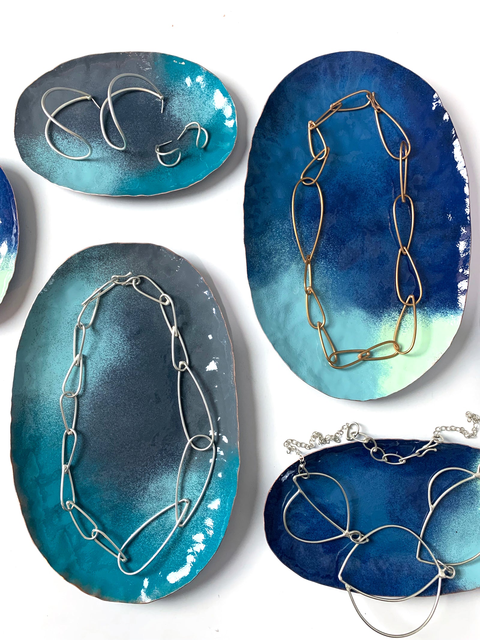 Chroma Colorful Decorative Metal Tray in Grey & Bold Teal