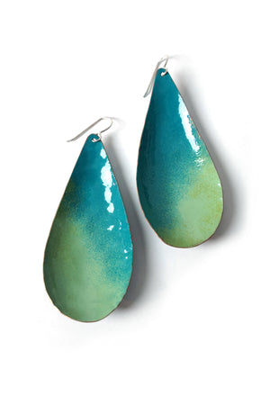 Large Chroma Earrings in Bold Teal and Pale Green