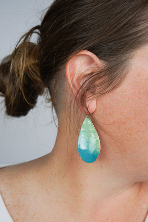 Chroma Earrings in Pale Green and Bold Teal