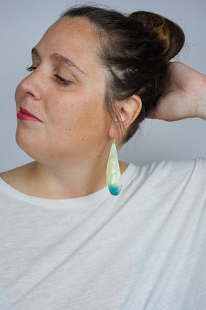 Long Chroma Earrings in Soft Mint and Bold Teal