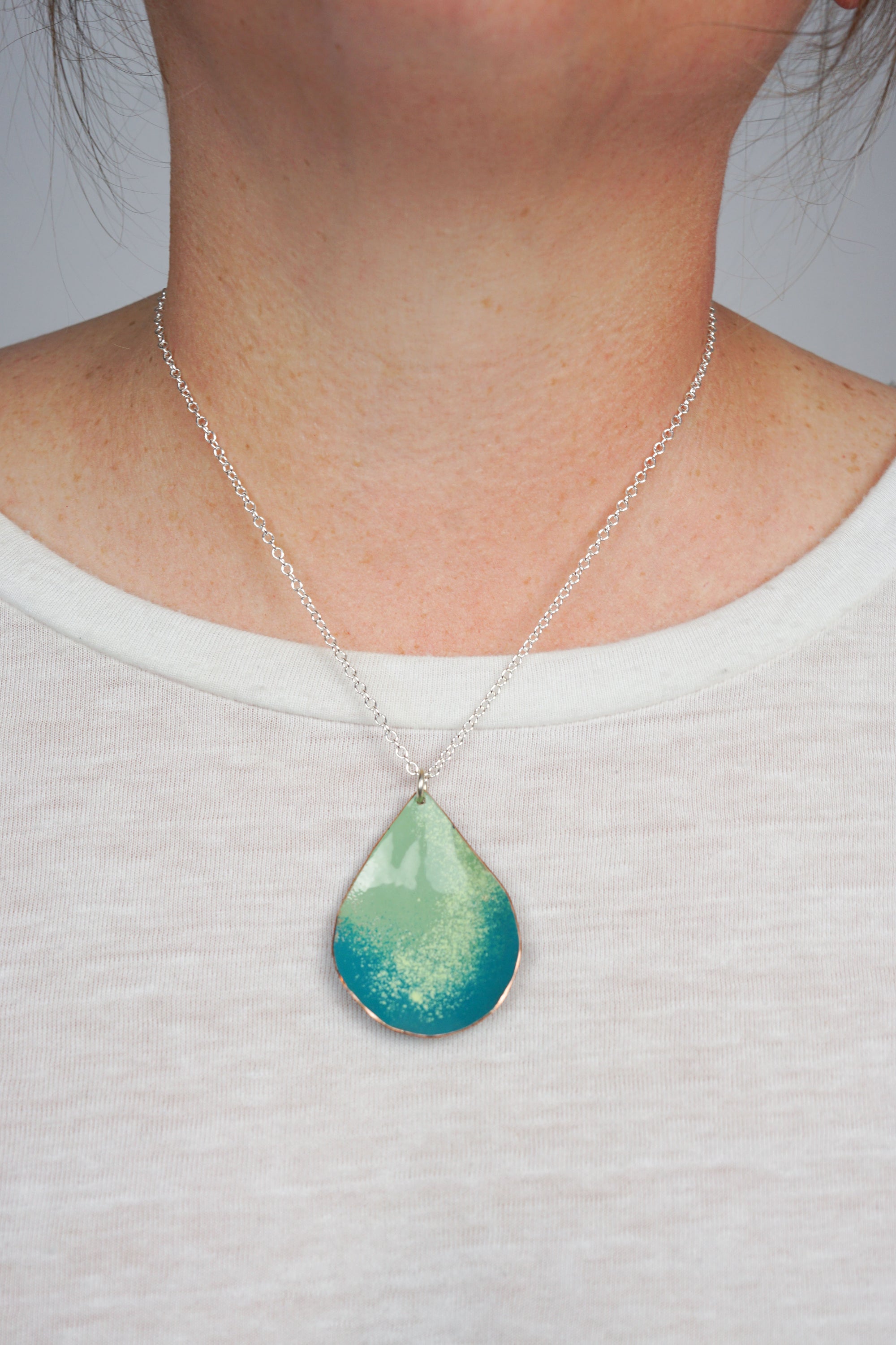 Chroma Pendant in Pale Green and Bold Teal