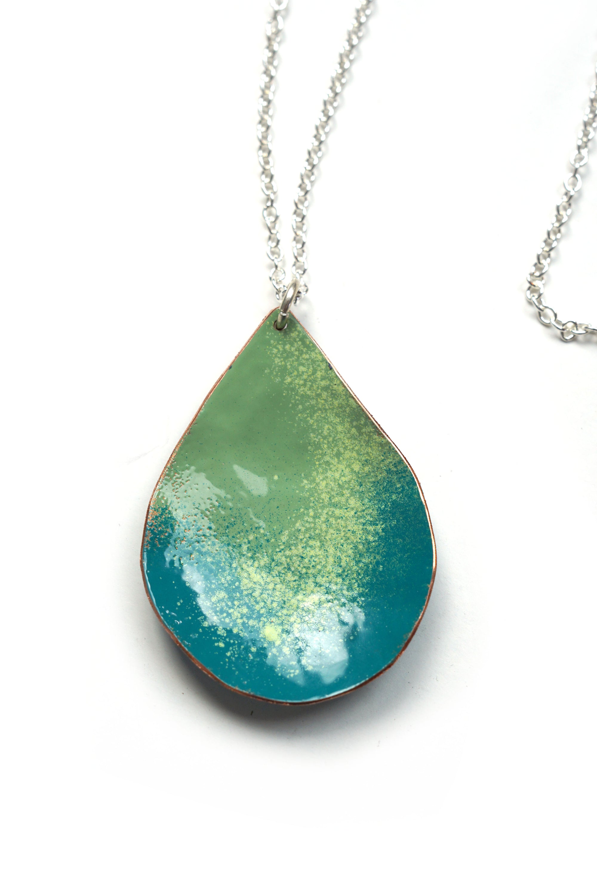 Chroma Pendant in Pale Green and Bold Teal