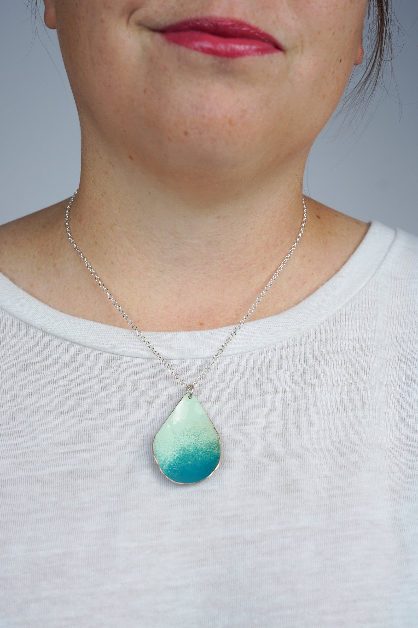 Chroma Pendant in Soft Mint and Bold Teal