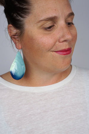 Extra Large Chroma Earrings in Yellow and Bold Teal