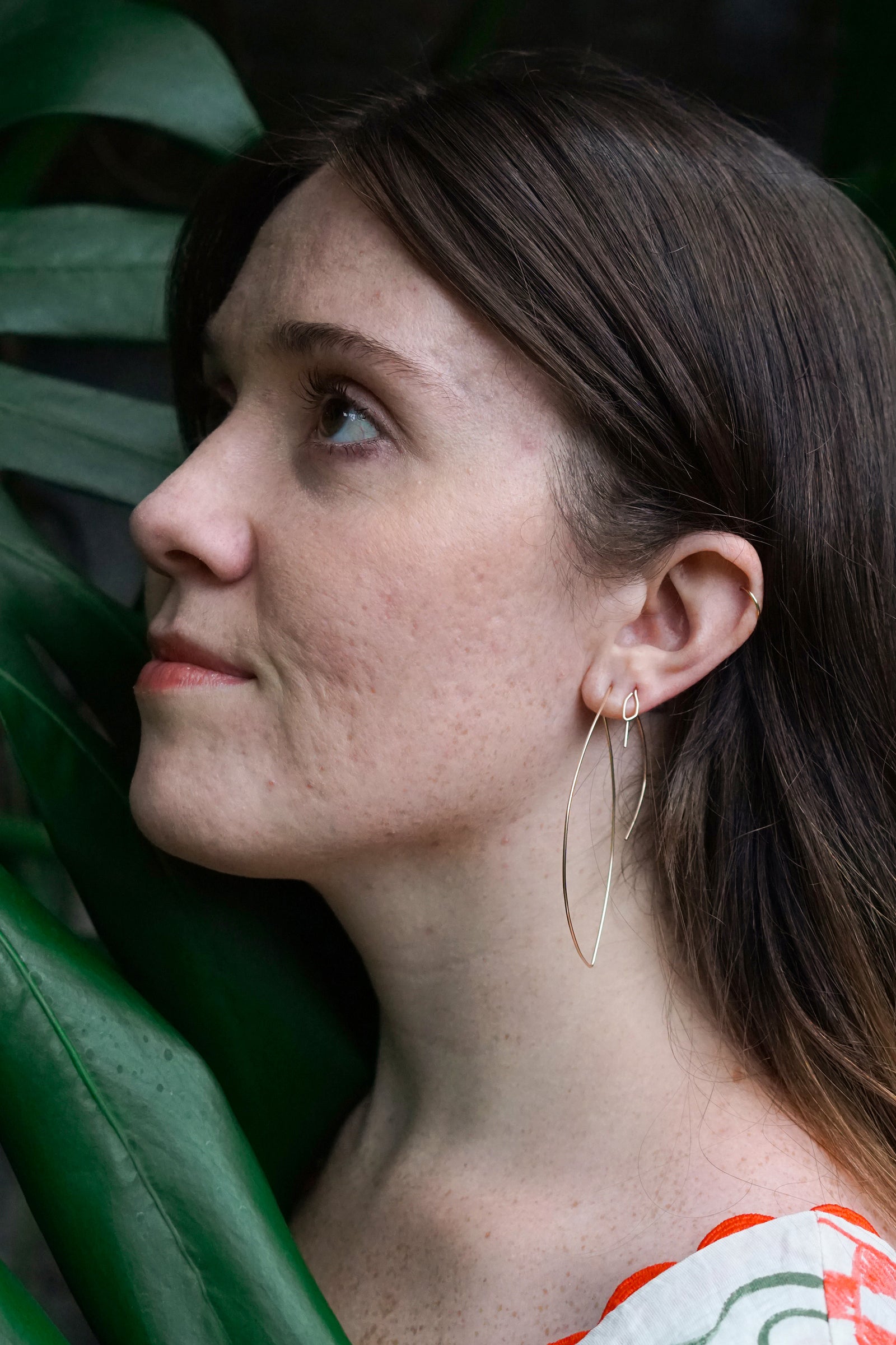 Grand Peche Threader Hoop Earrings in silver or gold-filled