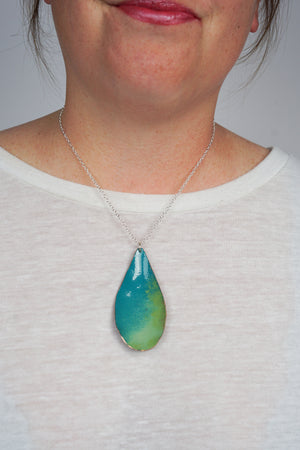 Large Chroma Pendant in Bold Teal and Pale Green