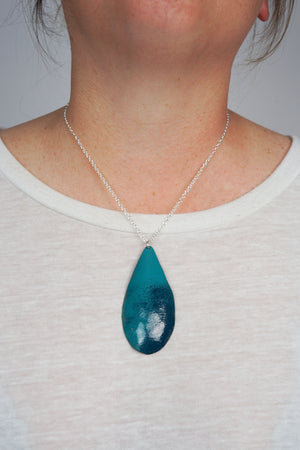 Large Chroma Pendant in Bold Teal and Pale Green