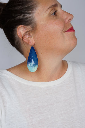 Large Chroma Earrings in Azure Blue and Faded Teal