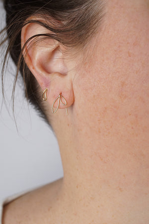 Little Double Leaf Threader Earrings in silver or gold-filled