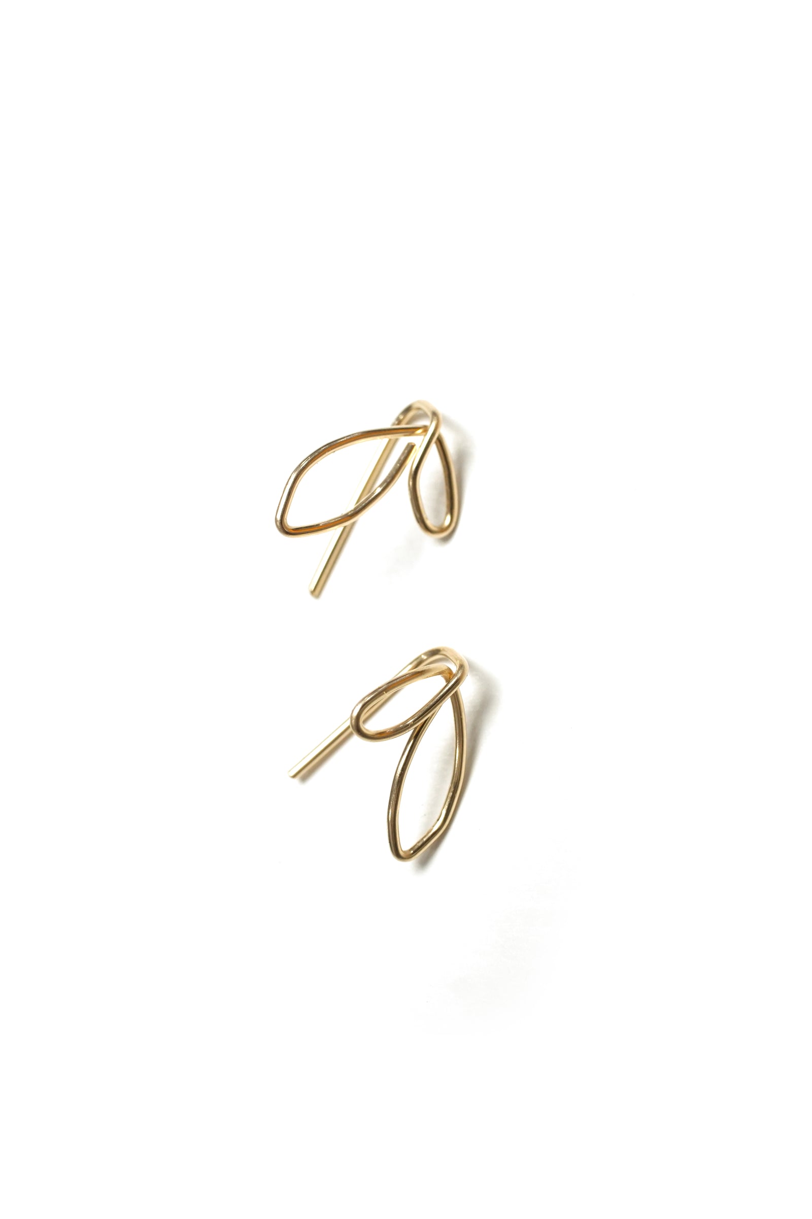 Little Double Leaf Threader Earrings in silver or gold-filled