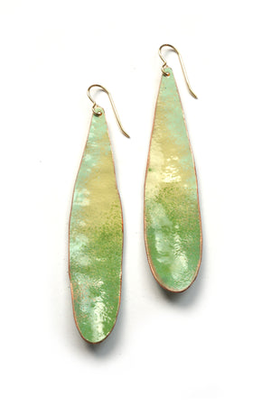 Long Chroma Earrings in Green Sand and Pale Green