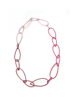 long Modular Necklace in pink and red