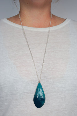 Long Chroma Pendant in Bold Teal and Pale Green