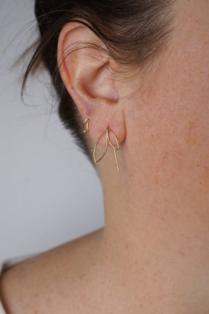 Double Leaf Threader Earrings in silver or gold-filled