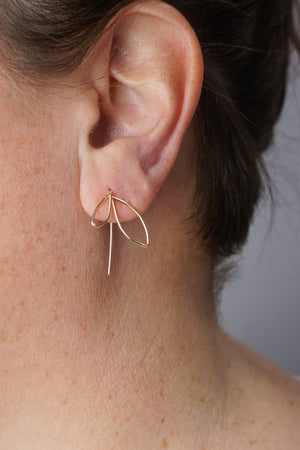 Double Leaf Threader Earrings in silver or gold-filled