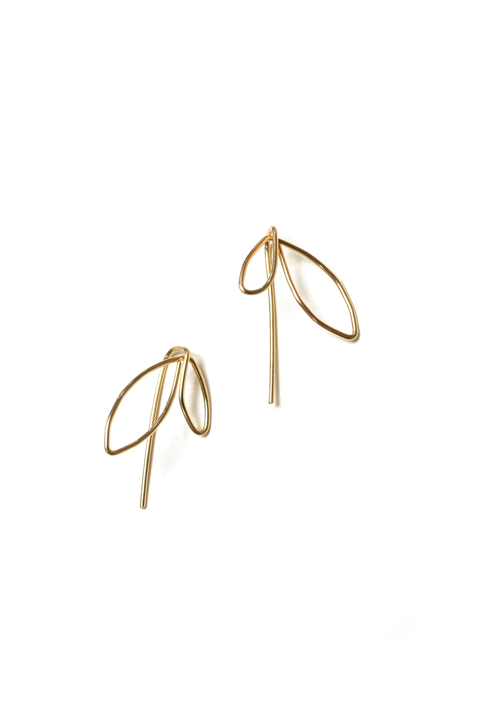 Double Leaf Threader Earrings in silver or gold-filled
