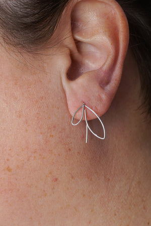 Double Leaf Threader Earrings in silver or gold-filled