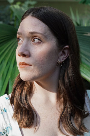 Double Leaf Threader Earrings in silver or gold-filled