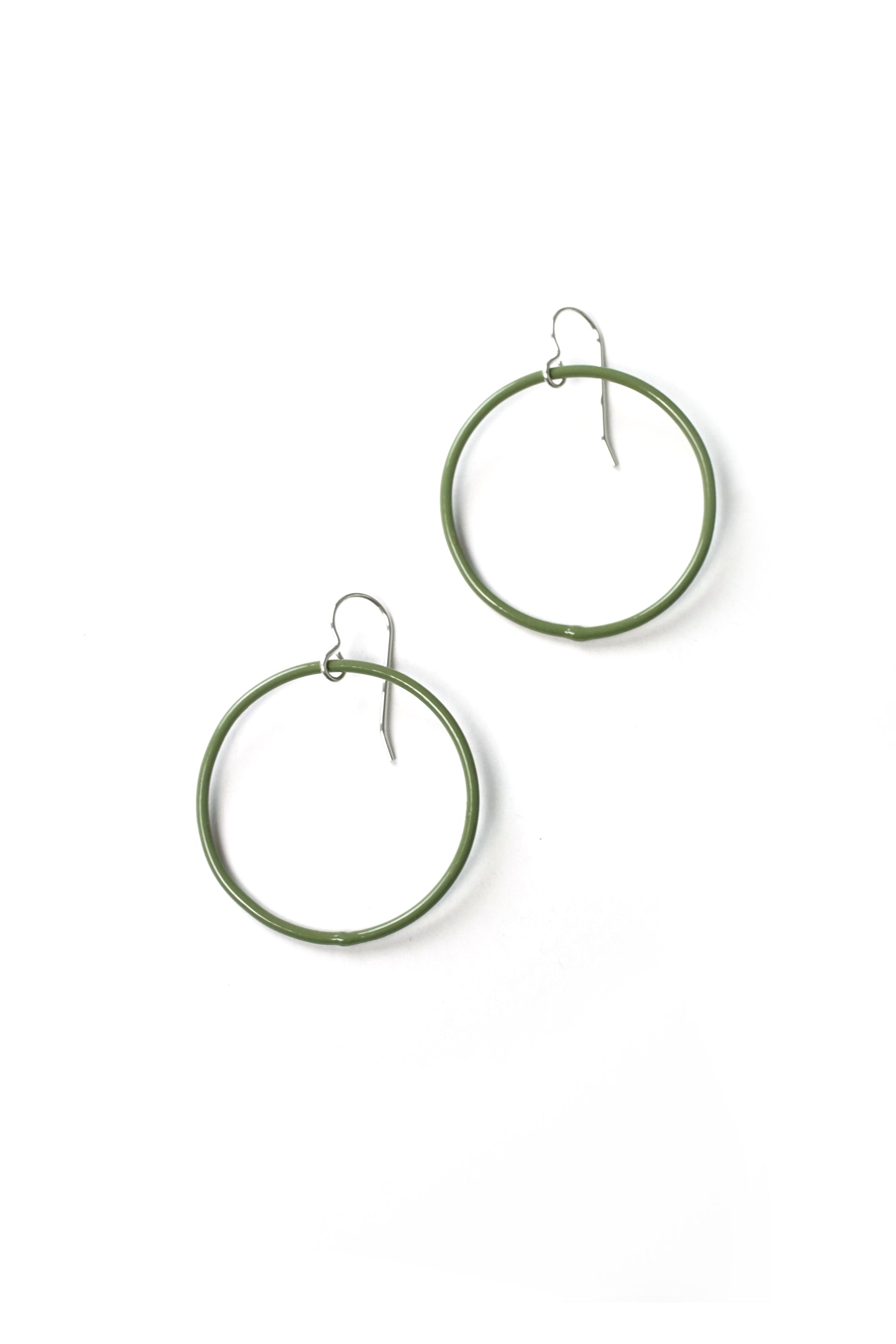 Medium Evident Earrings in Olive Green - sample sale