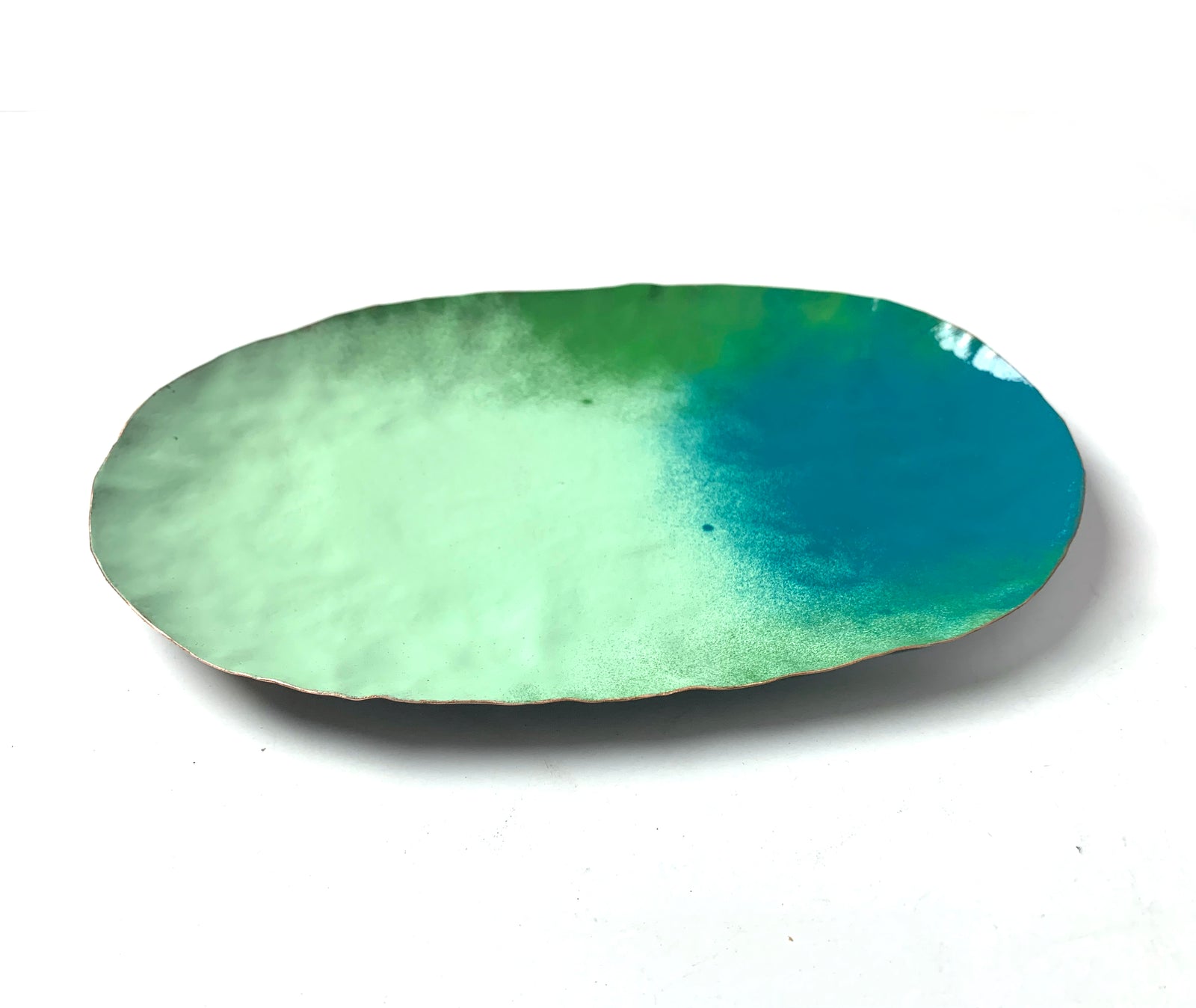 Chroma Colorful Decorative Metal Tray in Mint & Bold Teal