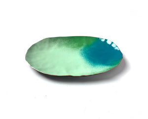 Chroma Colorful Decorative Metal Tray in Mint & Bold Teal