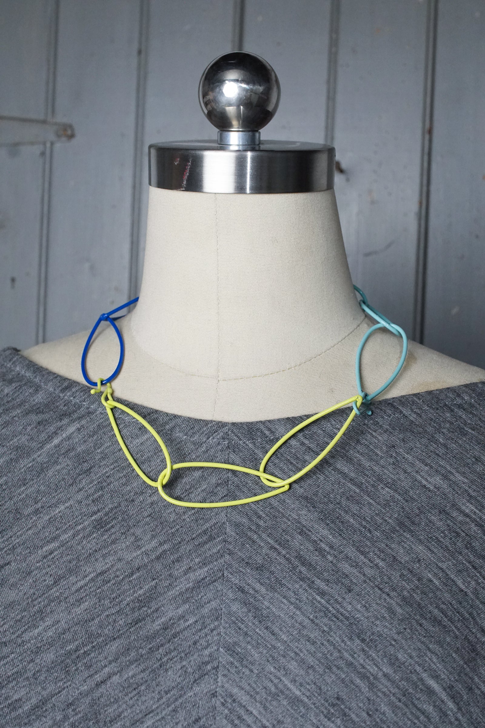 Modular Necklace in blue, teal, and neon