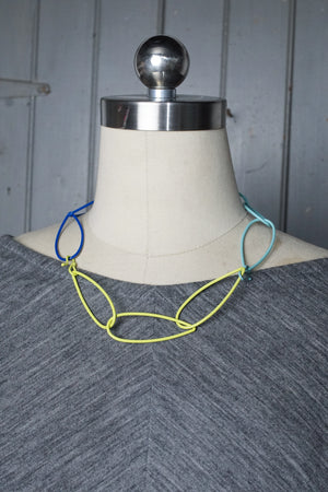 Modular Necklace in blue, teal, and neon