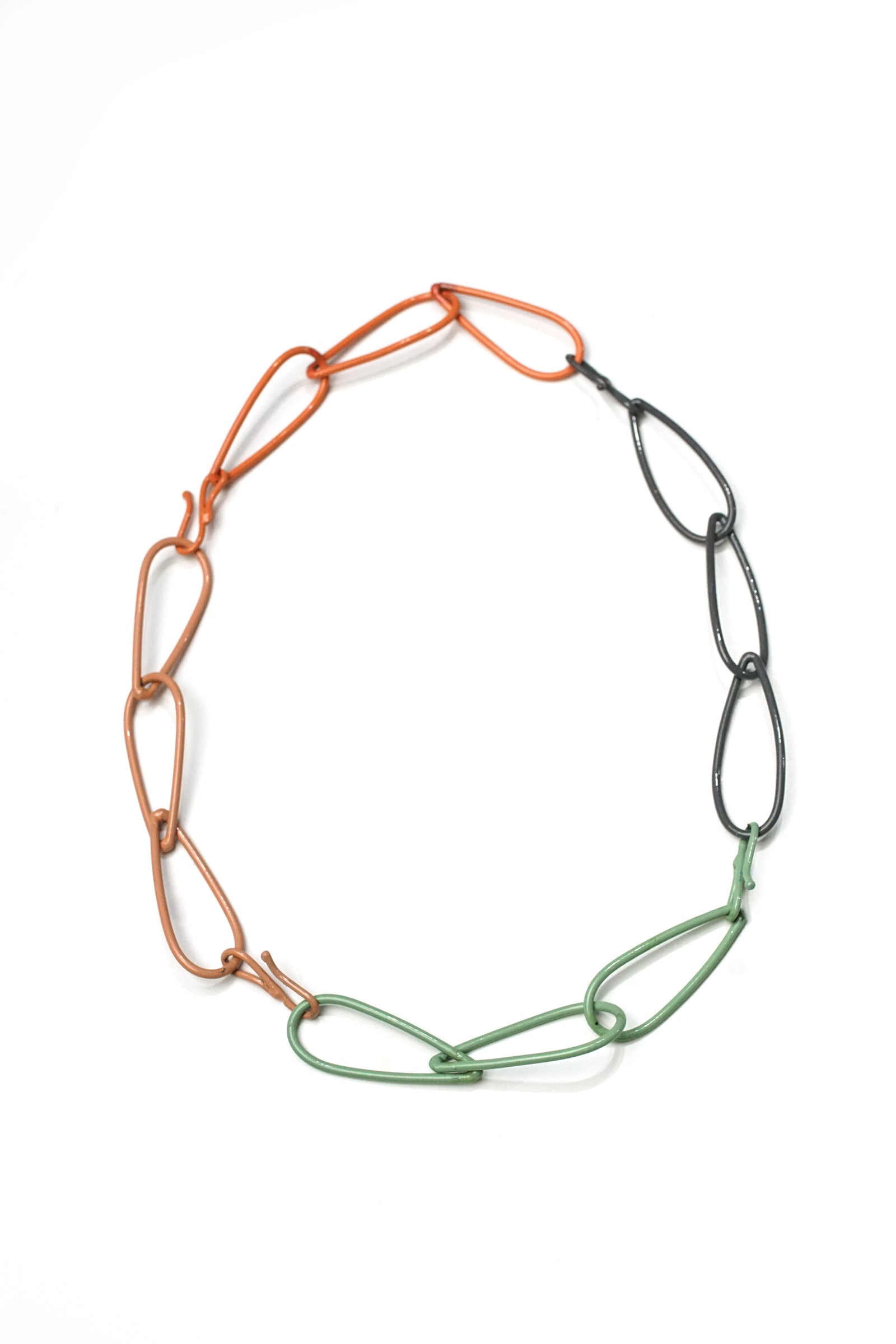 Modular Necklace in Coral, Green, and Grey